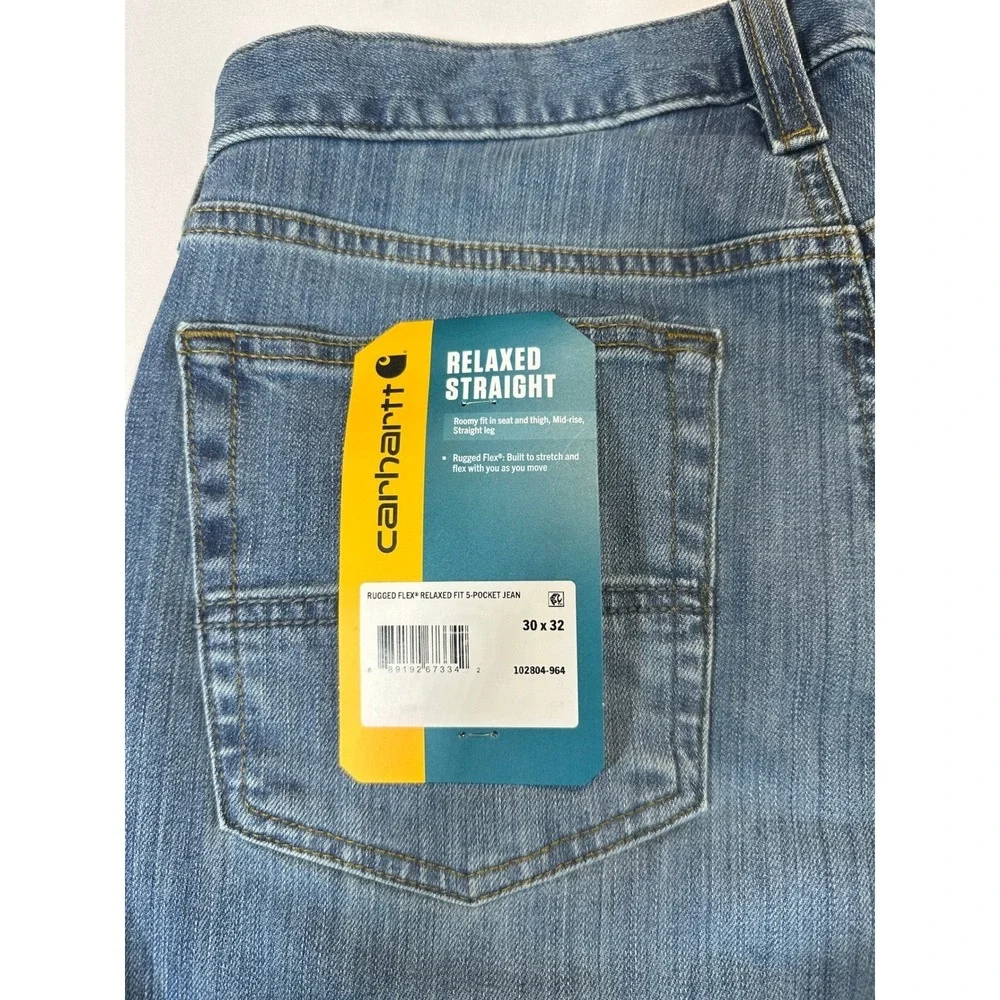 Carhartt Mens Rugged Flex Straight Jeans 102804 NWT 30x32 Blue BD2804-M
